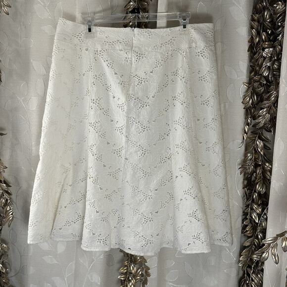 Coldwater Creek White Lace‎ Skirt L Cottagecore, Parisian, Coastal, 100% Cotton - Picture 3 of 12